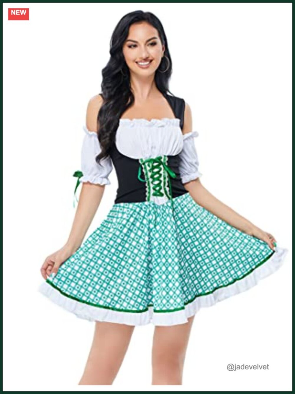 Women's Plus Size Dirndl Dress Oktoberfest Halloween German Costume Green 4XL